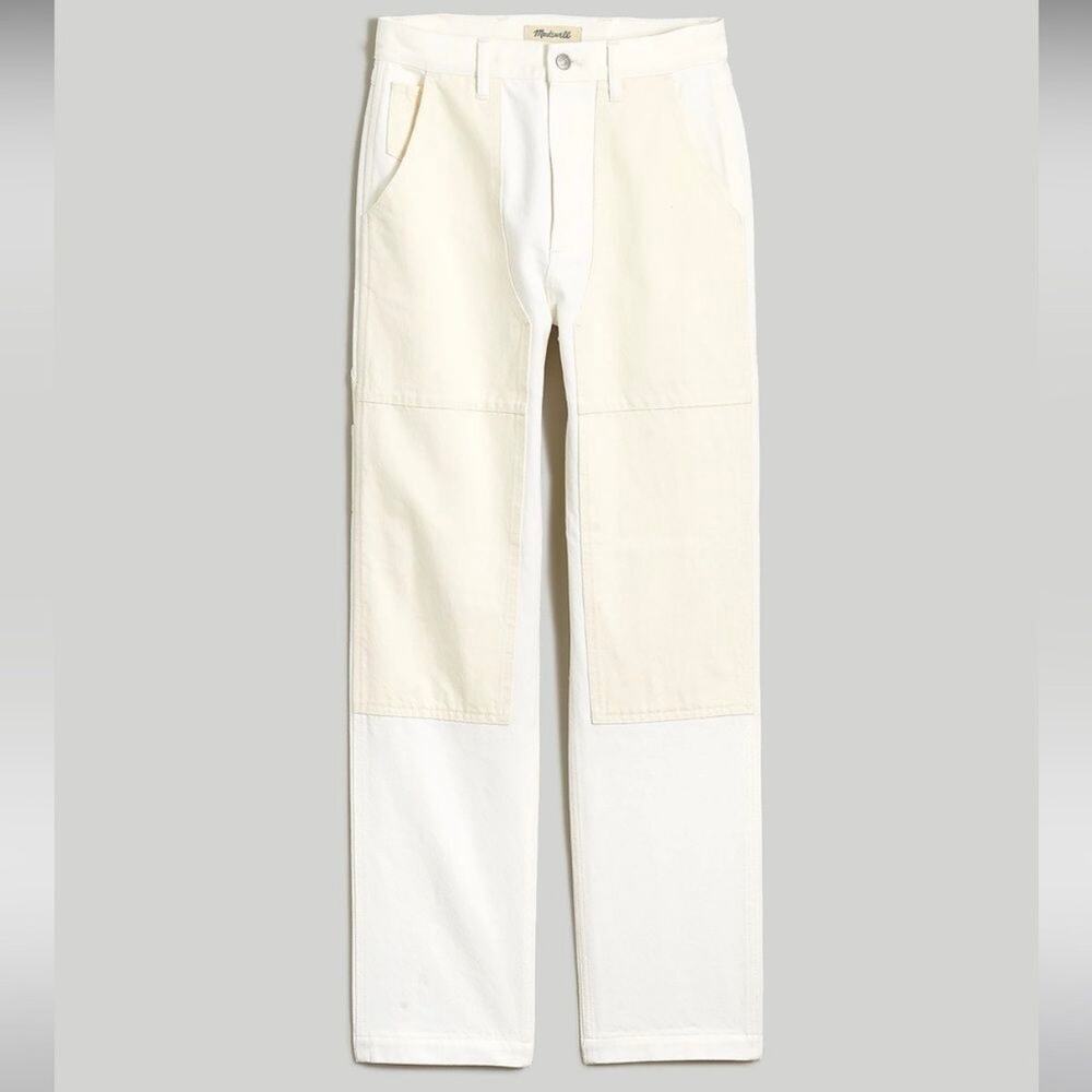 madewell '90s straight jean two-tone tile white vintage canvas nk884 women sz 33